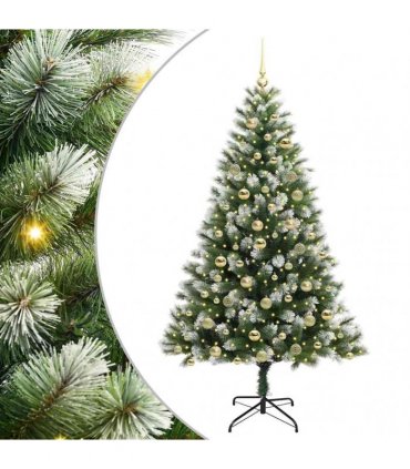 vidaXL Artificial Hinged Christmas Tree with Flocked Snow 180 cm