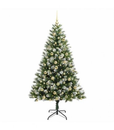 vidaXL Artificial Hinged Christmas Tree with Flocked Snow 180 cm