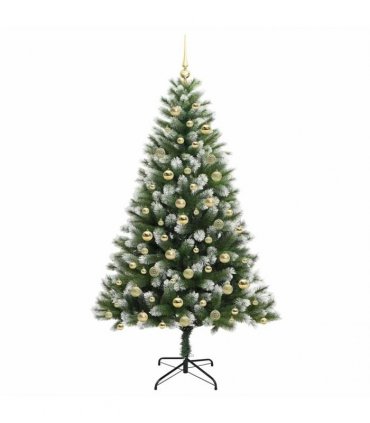vidaXL Artificial Hinged Christmas Tree with Flocked Snow 180 cm