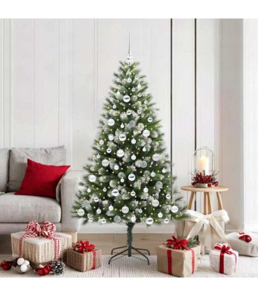 vidaXL Artificial Hinged Christmas Tree with Flocked Snow 180 cm
