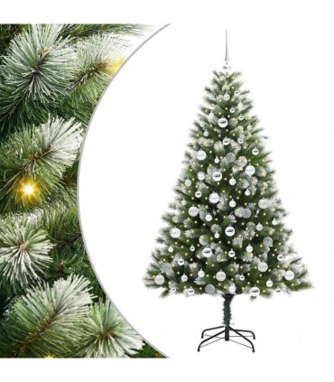 vidaXL Artificial Hinged Christmas Tree with Flocked Snow 180 cm