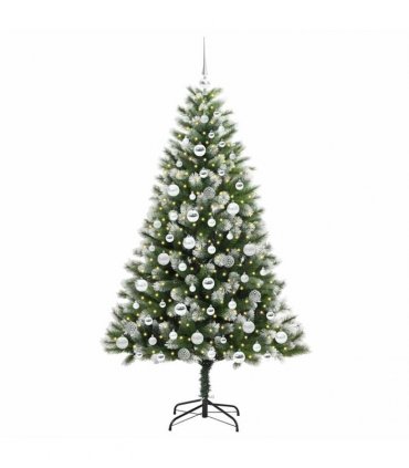 vidaXL Artificial Hinged Christmas Tree with Flocked Snow 180 cm