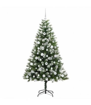 vidaXL Artificial Hinged Christmas Tree with Flocked Snow 180 cm