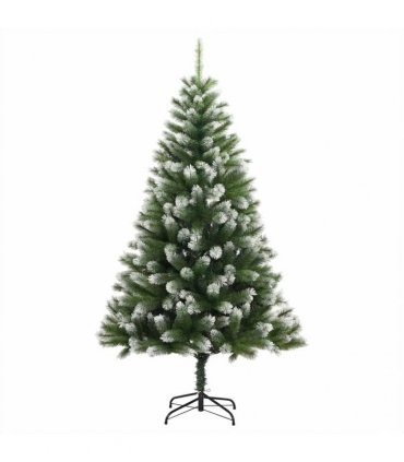 vidaXL Artificial Hinged Christmas Tree with Flocked Snow 180 cm