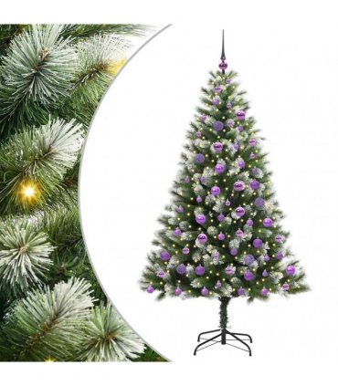 vidaXL Artificial Hinged Christmas Tree with Flocked Snow 180 cm