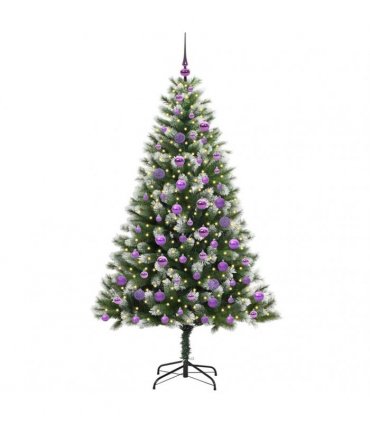 vidaXL Artificial Hinged Christmas Tree with Flocked Snow 180 cm
