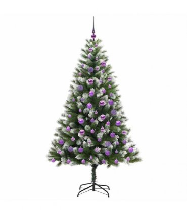 vidaXL Artificial Hinged Christmas Tree with Flocked Snow 180 cm
