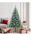 vidaXL Artificial Hinged Christmas Tree with Flocked Snow 180 cm