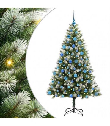 vidaXL Artificial Hinged Christmas Tree with Flocked Snow 180 cm