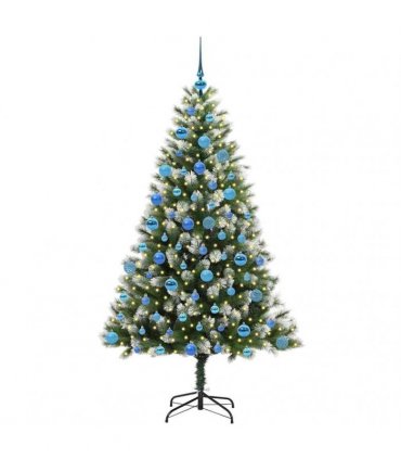 vidaXL Artificial Hinged Christmas Tree with Flocked Snow 180 cm