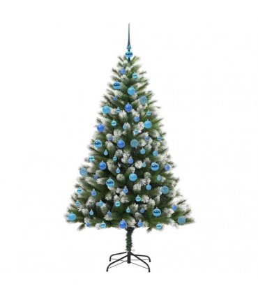 vidaXL Artificial Hinged Christmas Tree with Flocked Snow 180 cm