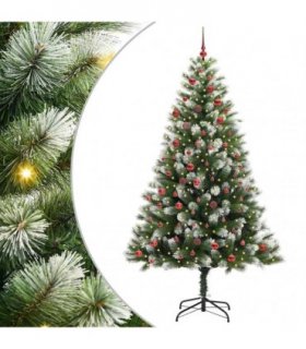 vidaXL Artificial Hinged Christmas Tree with Flocked Snow 210 cm