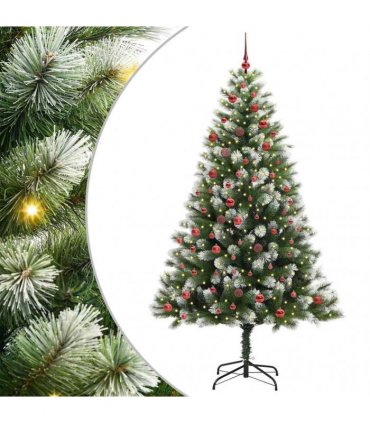 vidaXL Artificial Hinged Christmas Tree with Flocked Snow 210 cm