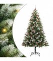 vidaXL Artificial Hinged Christmas Tree with Flocked Snow 210 cm