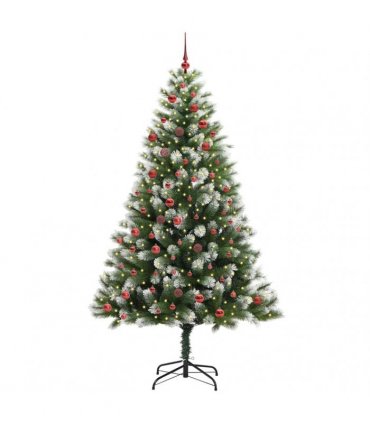 vidaXL Artificial Hinged Christmas Tree with Flocked Snow 210 cm