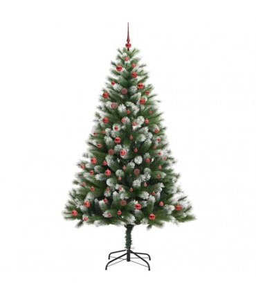 vidaXL Artificial Hinged Christmas Tree with Flocked Snow 210 cm