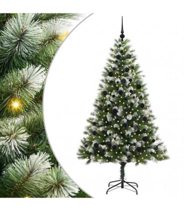 vidaXL Artificial Hinged Christmas Tree with Flocked Snow 210 cm