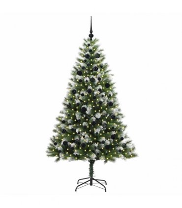 vidaXL Artificial Hinged Christmas Tree with Flocked Snow 210 cm