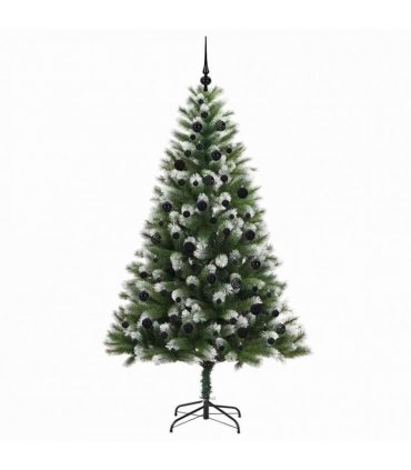 vidaXL Artificial Hinged Christmas Tree with Flocked Snow 210 cm