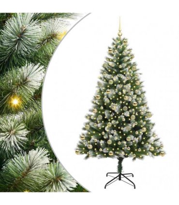 vidaXL Artificial Hinged Christmas Tree with Flocked Snow 210 cm