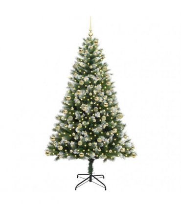 vidaXL Artificial Hinged Christmas Tree with Flocked Snow 210 cm