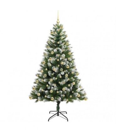 vidaXL Artificial Hinged Christmas Tree with Flocked Snow 210 cm