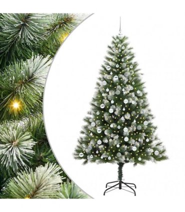 vidaXL Artificial Hinged Christmas Tree with Flocked Snow 210 cm