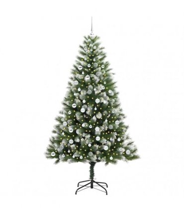 vidaXL Artificial Hinged Christmas Tree with Flocked Snow 210 cm