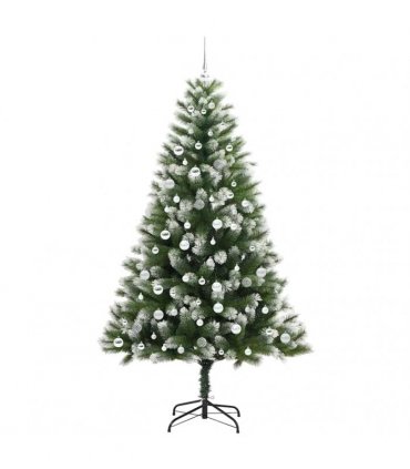 vidaXL Artificial Hinged Christmas Tree with Flocked Snow 210 cm