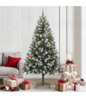 vidaXL Artificial Hinged Christmas Tree with Flocked Snow 210 cm