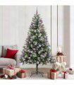 vidaXL Artificial Hinged Christmas Tree with Flocked Snow 210 cm