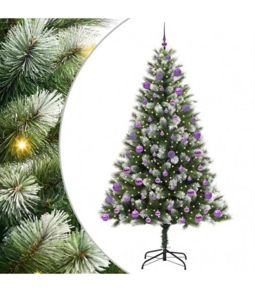 vidaXL Artificial Hinged Christmas Tree with Flocked Snow 210 cm
