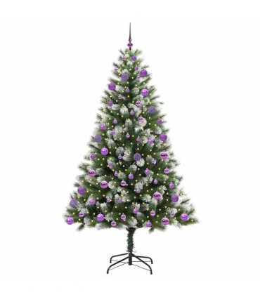 vidaXL Artificial Hinged Christmas Tree with Flocked Snow 210 cm