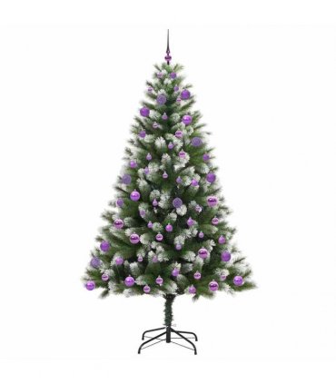 vidaXL Artificial Hinged Christmas Tree with Flocked Snow 210 cm