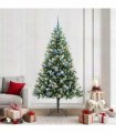 vidaXL Artificial Hinged Christmas Tree with Flocked Snow 210 cm