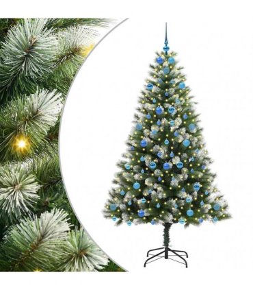 vidaXL Artificial Hinged Christmas Tree with Flocked Snow 210 cm