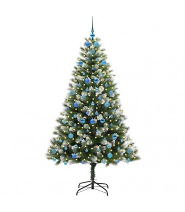 vidaXL Artificial Hinged Christmas Tree with Flocked Snow 210 cm