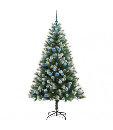vidaXL Artificial Hinged Christmas Tree with Flocked Snow 210 cm