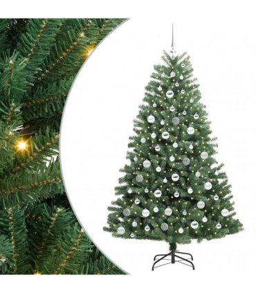 vidaXL Artificial Hinged Christmas Tree Green 180 cm PVC