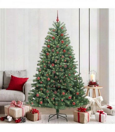 vidaXL Artificial Hinged Christmas Tree Green 210 cm PVC
