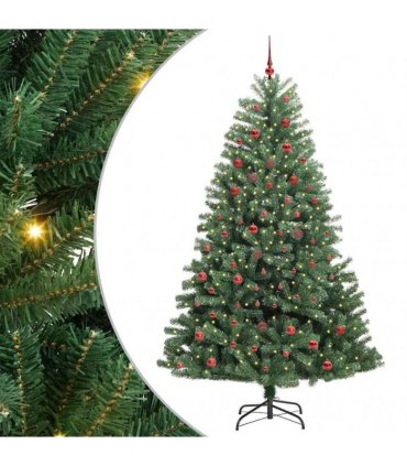 vidaXL Artificial Hinged Christmas Tree Green 210 cm PVC