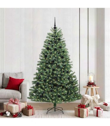 vidaXL Artificial Hinged Christmas Tree Green 210 cm PVC