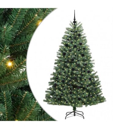 vidaXL Artificial Hinged Christmas Tree Green 210 cm PVC