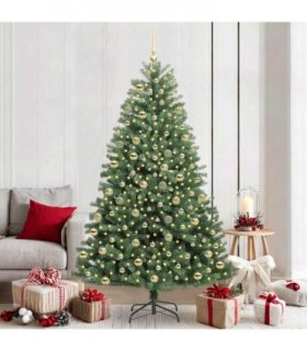 vidaXL Artificial Hinged Christmas Tree Green 210 cm PVC