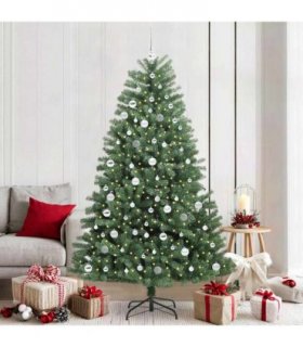 vidaXL Artificial Hinged Christmas Tree Green 210 cm PVC
