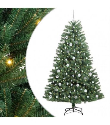 vidaXL Artificial Hinged Christmas Tree Green 210 cm PVC