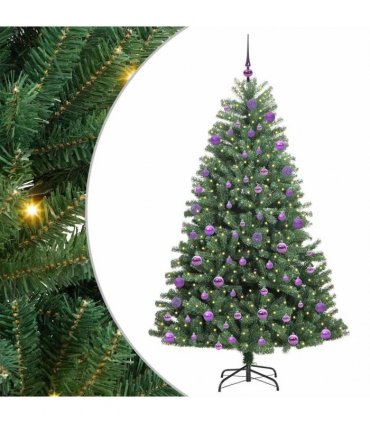 vidaXL Artificial Hinged Christmas Tree Green 210 cm PVC