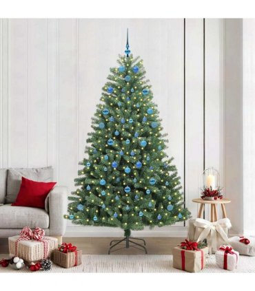 vidaXL Artificial Hinged Christmas Tree Green 210 cm PVC