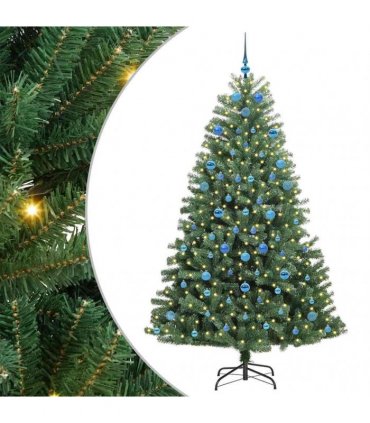 vidaXL Artificial Hinged Christmas Tree Green 210 cm PVC
