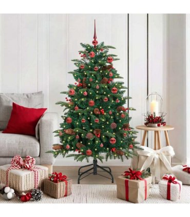 vidaXL vidaXL Artificial Hinged Christmas Tree with Cones and Berries